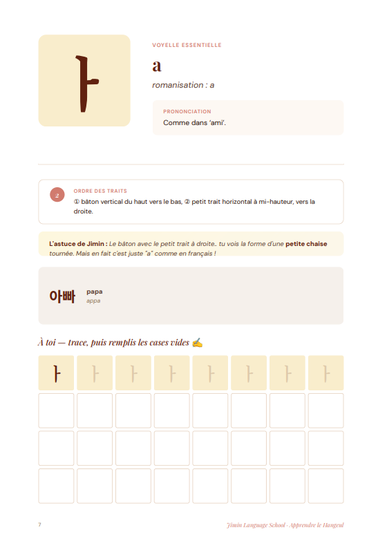 Cahier d'Écriture Hangeul